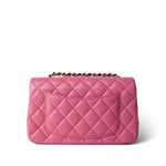 CHANEL Pink 21P Pink Lambskin Quilted Mini Rectangular Flap Rainbow Hardware - Redeluxe
