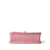 CHANEL Pink 22K Pink Caviar Quilted School Memory Top Handle Flap Aged Gold Hardware - Redeluxe