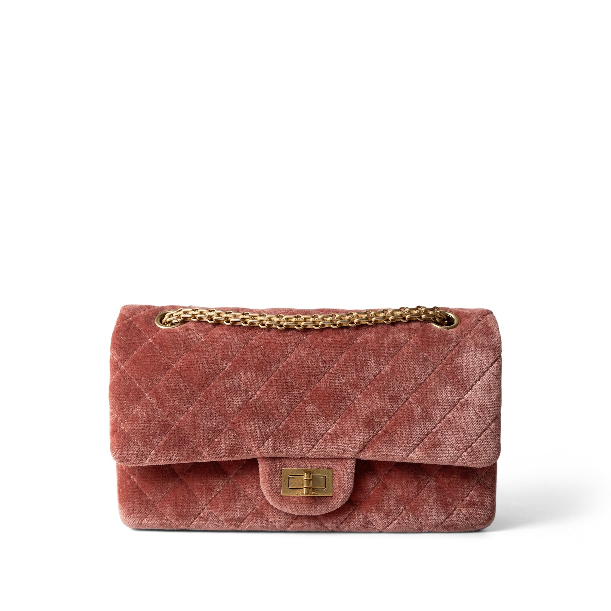 CHANEL Pink Pink/Rose Velvet Quilted Reissue 2.55 Flap 225 Aged Gold Hardware - Redeluxe