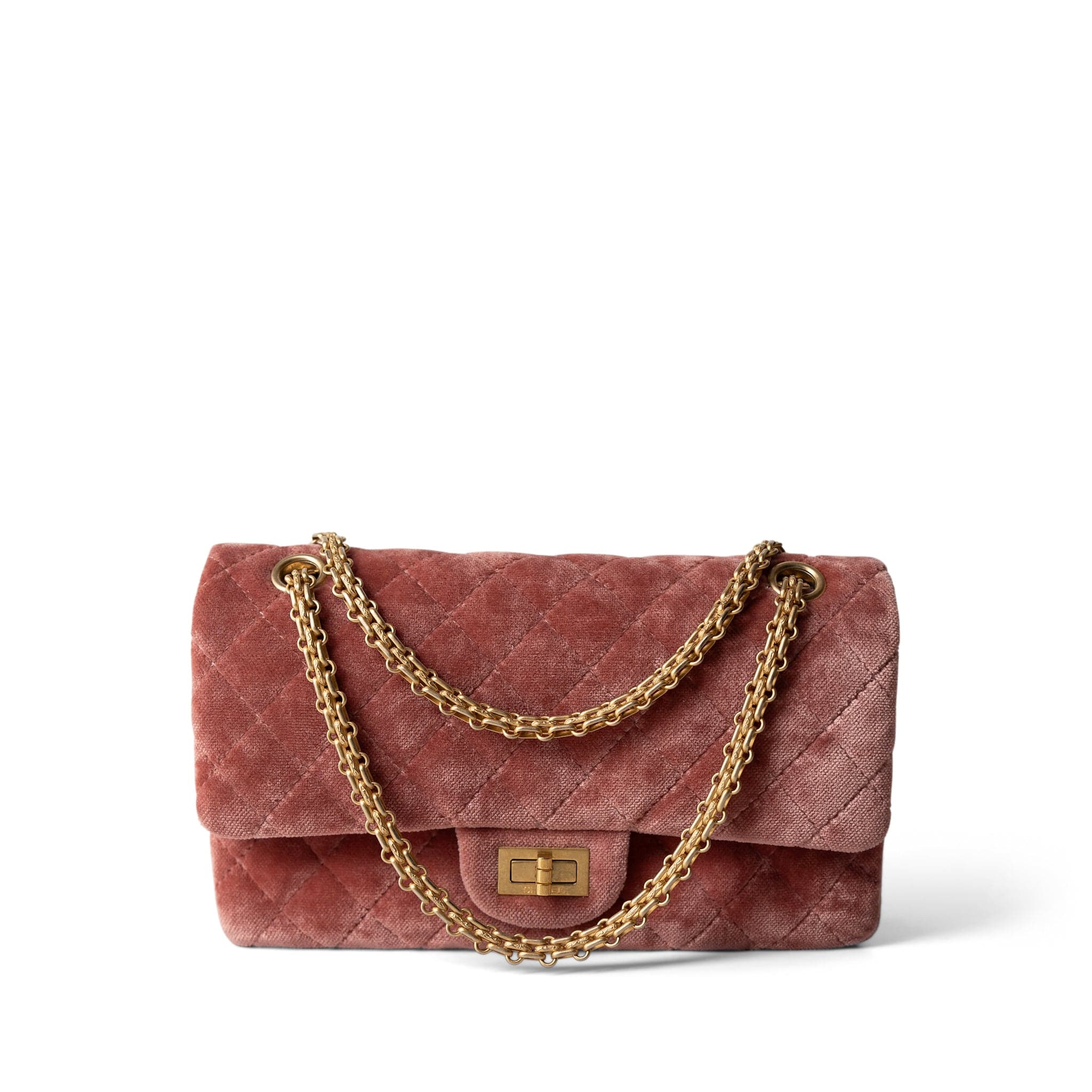 CHANEL Pink Pink/Rose Velvet Quilted Reissue 2.55 Flap 225 Aged Gold Hardware - Redeluxe