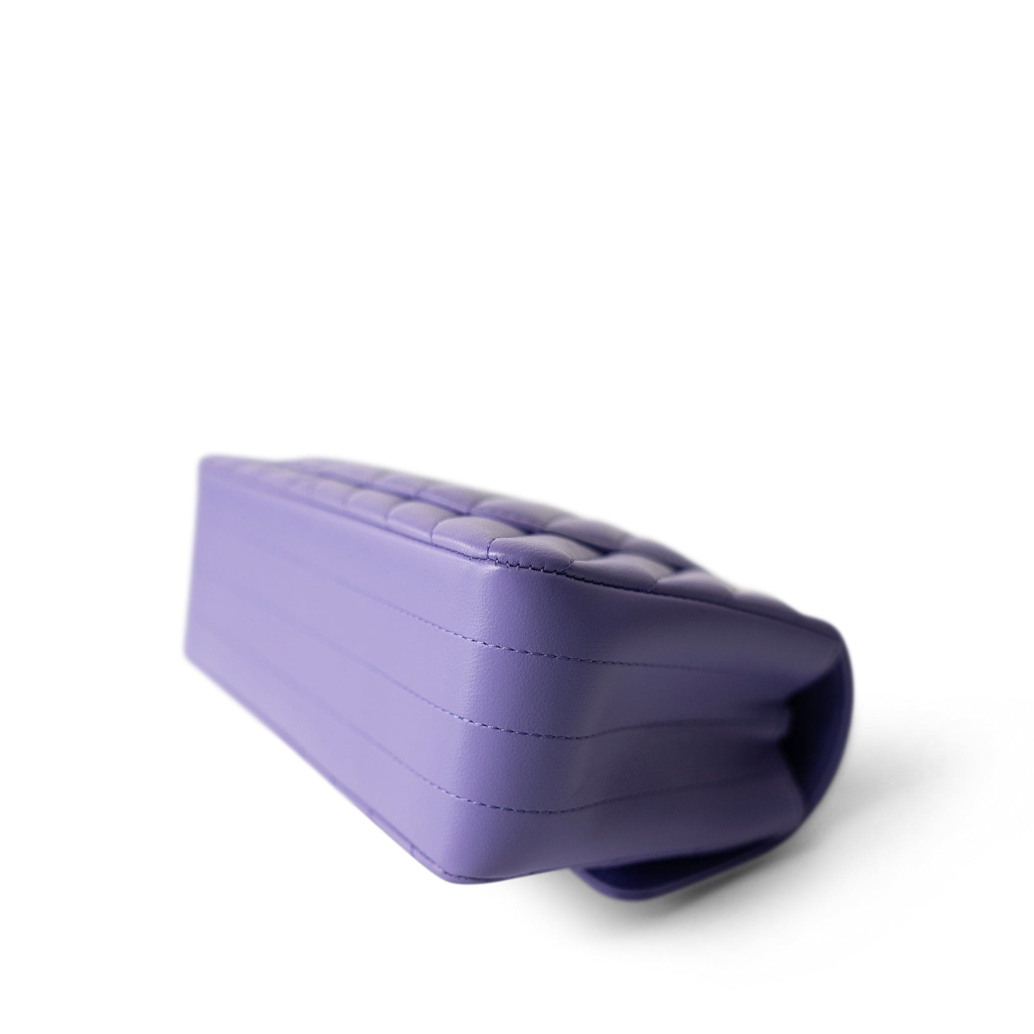 CHANEL Purple 20S Light Purple Lambskin Chevron Mini Rectangular Flap Light Gold Hardware - Redeluxe