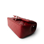 CHANEL Red Caviar Quilted Mini Rectangular Flap Silver Hardware - Redeluxe