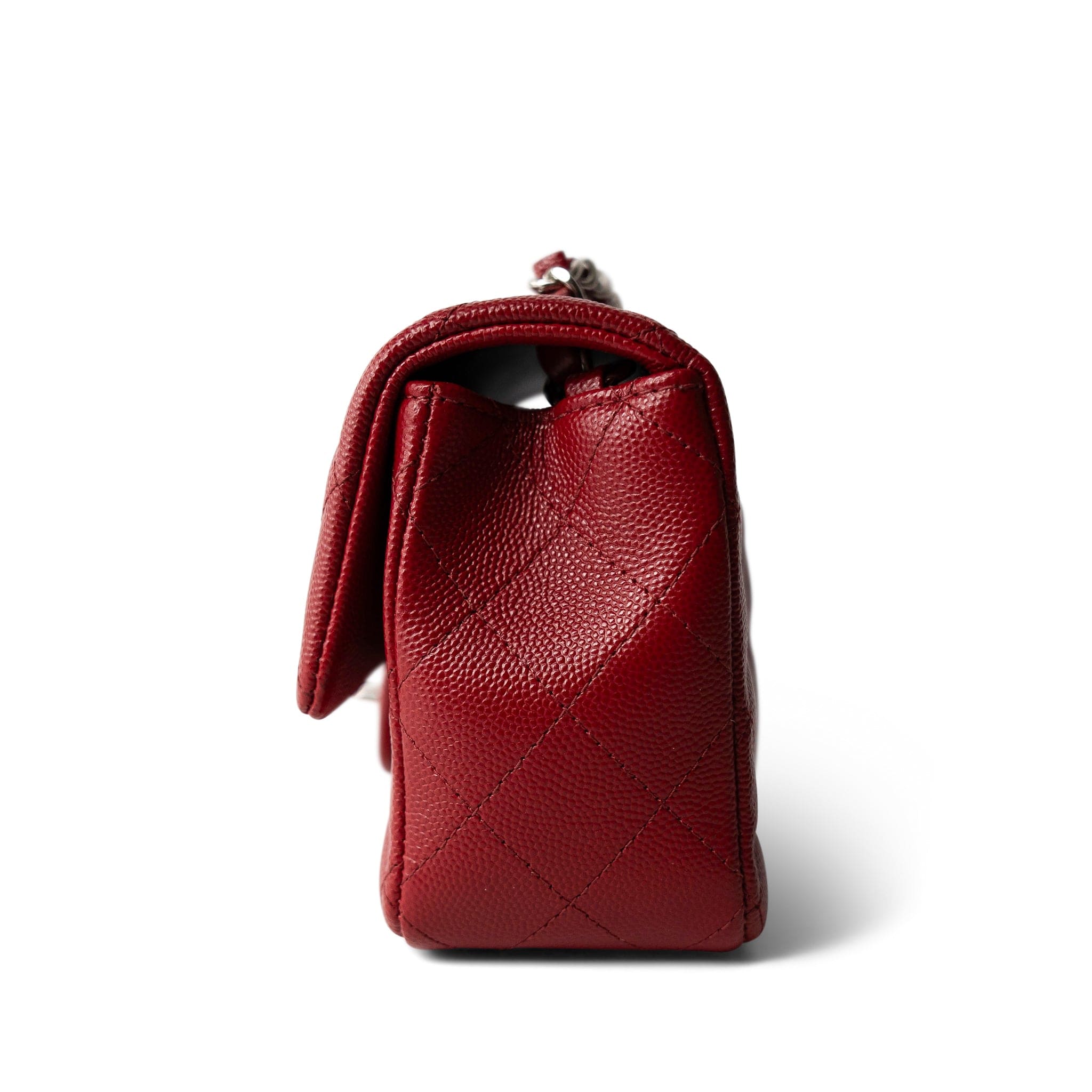 Red Caviar Quilted Mini Rectangular Flap Silver Hardware – REDELUXE