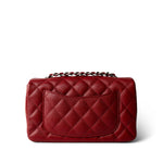 CHANEL Red Caviar Quilted Mini Rectangular Flap Silver Hardware - Redeluxe