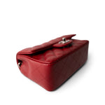 CHANEL Red Caviar Quilted Mini Rectangular Flap Silver Hardware - Redeluxe