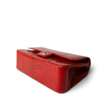 CHANEL Red Red Python Jumbo Classic Flap Light Gold Hardware - Redeluxe