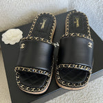 CHANEL Sandals Chanel CC Espadrille Slip On Sandals Black - 39 - Redeluxe
