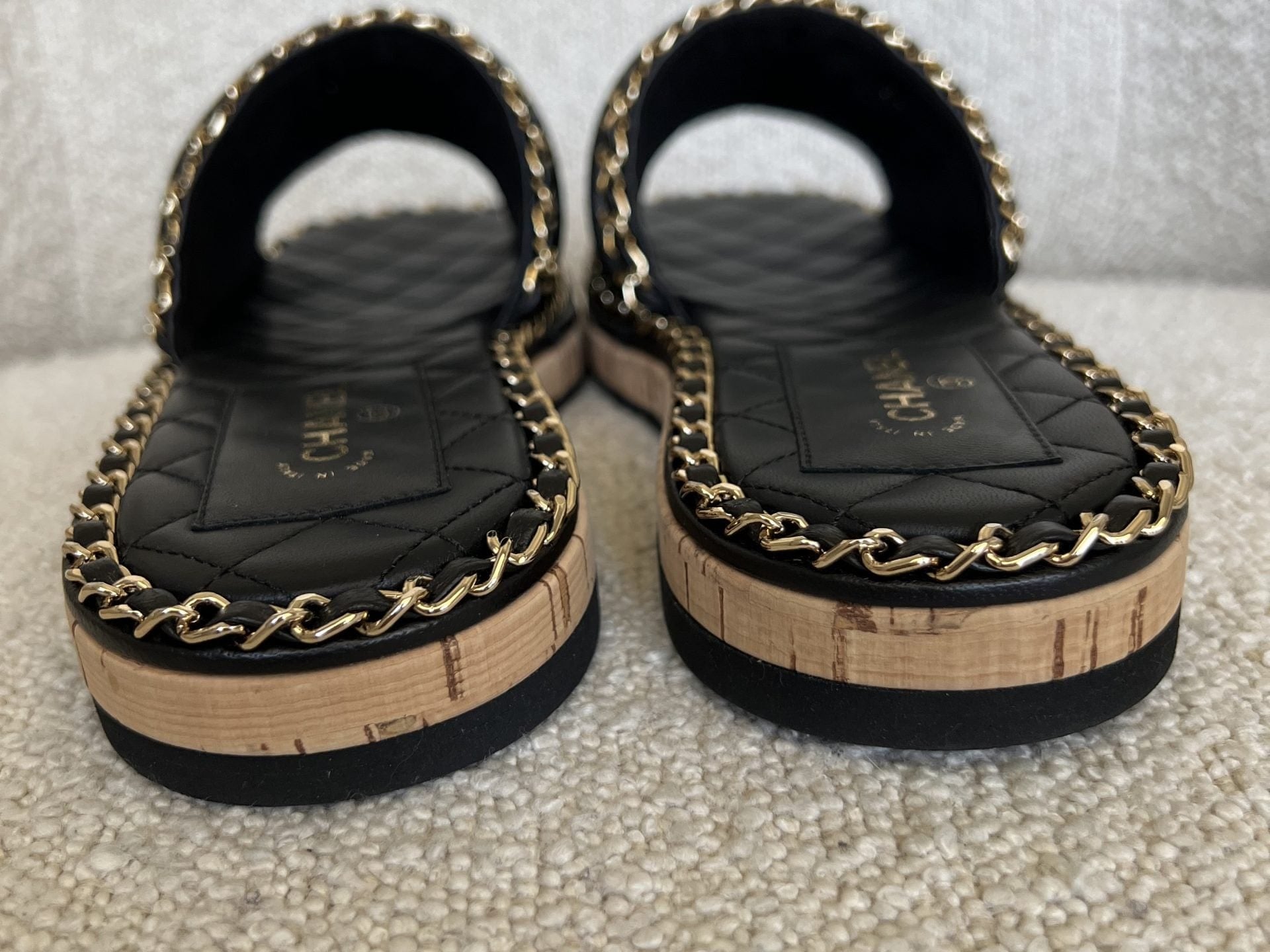 CHANEL Sandals Chanel CC Espadrille Slip On Sandals Black - 39 - Redeluxe