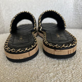 CHANEL Sandals Chanel CC Espadrille Slip On Sandals Black - 39 - Redeluxe