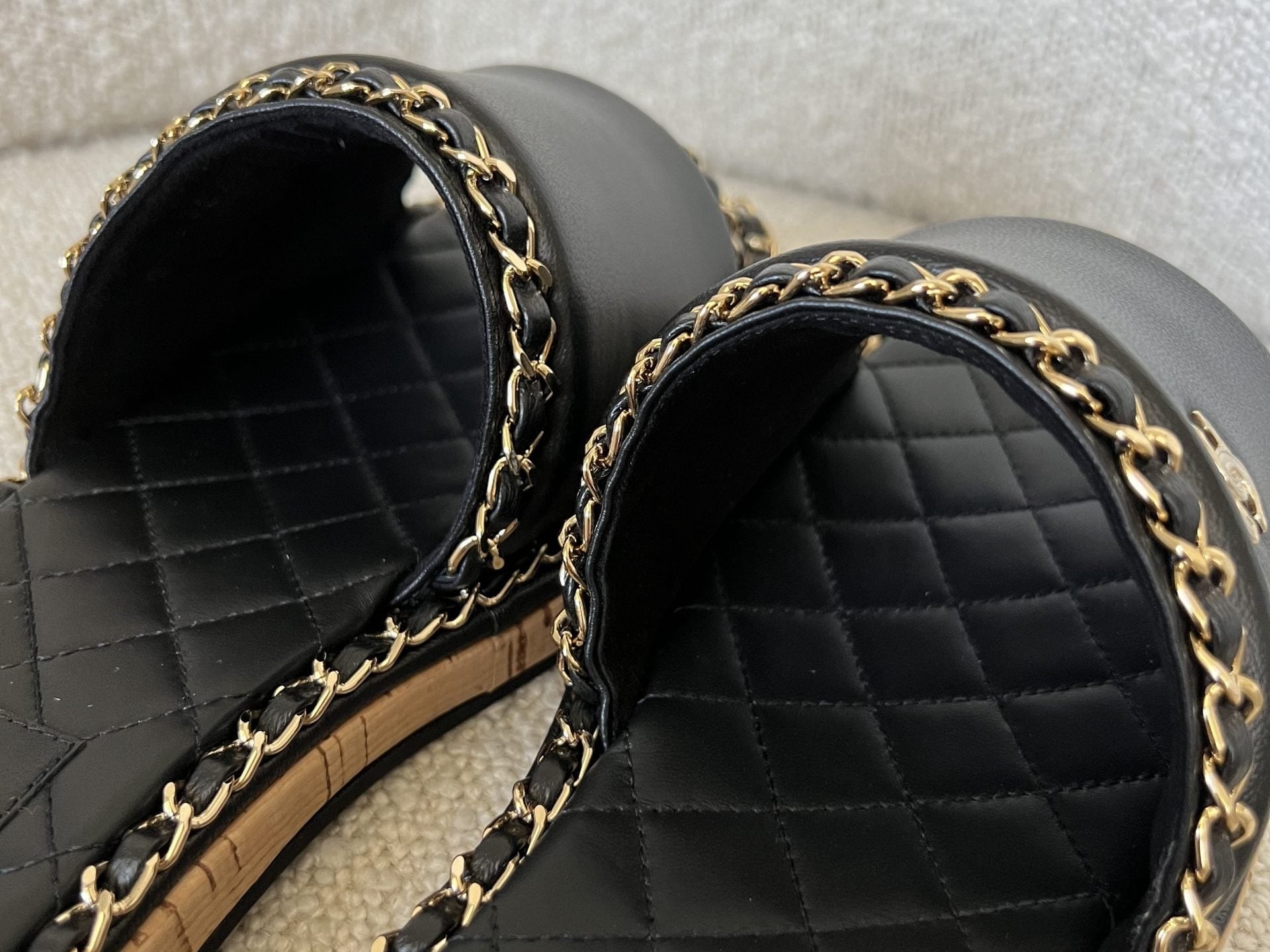 CHANEL Sandals Chanel CC Espadrille Slip On Sandals Black - 39 - Redeluxe