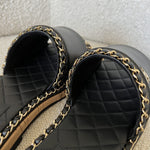 CHANEL Sandals Chanel CC Espadrille Slip On Sandals Black - 39 - Redeluxe