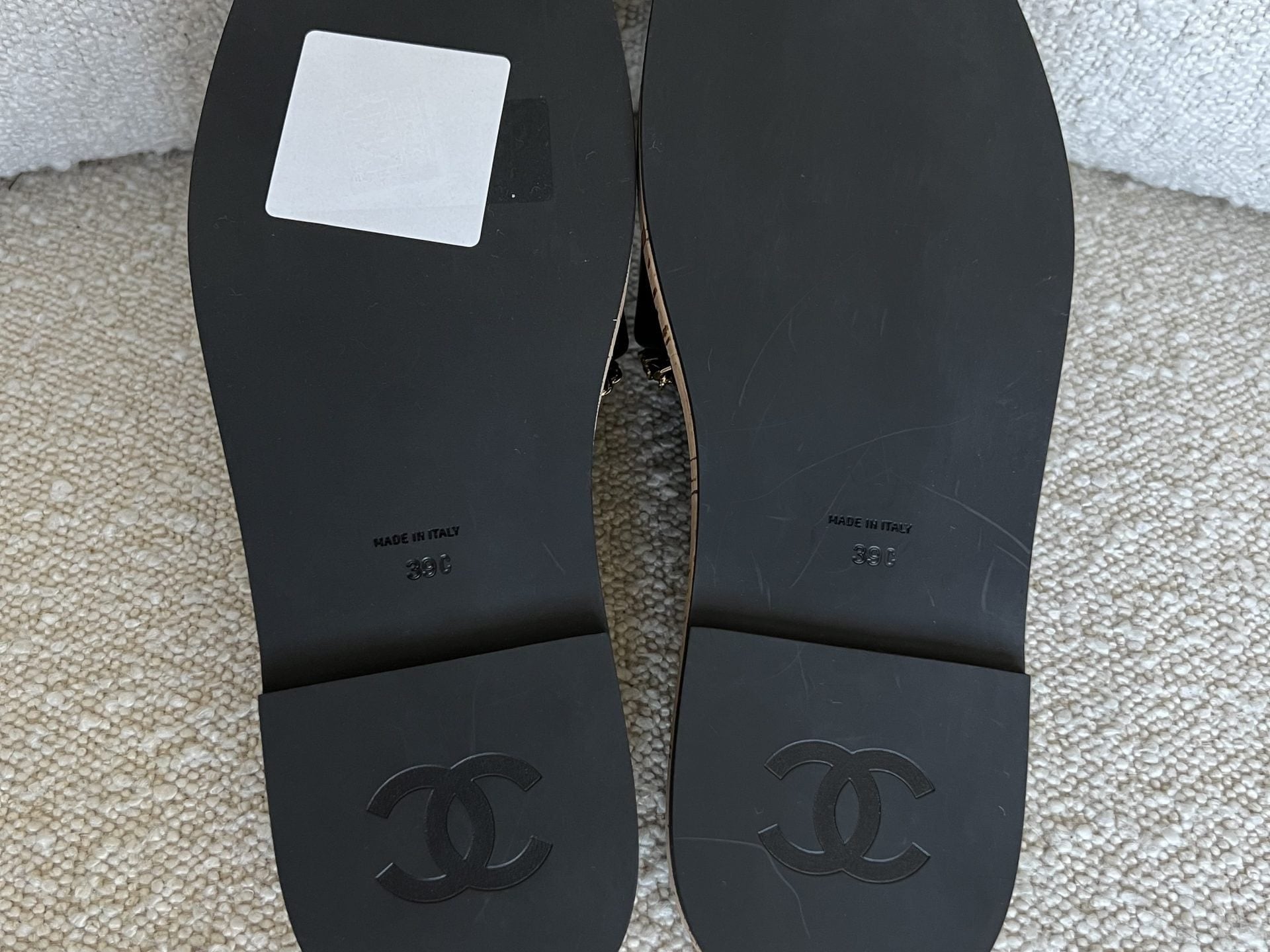 CHANEL Sandals Chanel CC Espadrille Slip On Sandals Black - 39 - Redeluxe