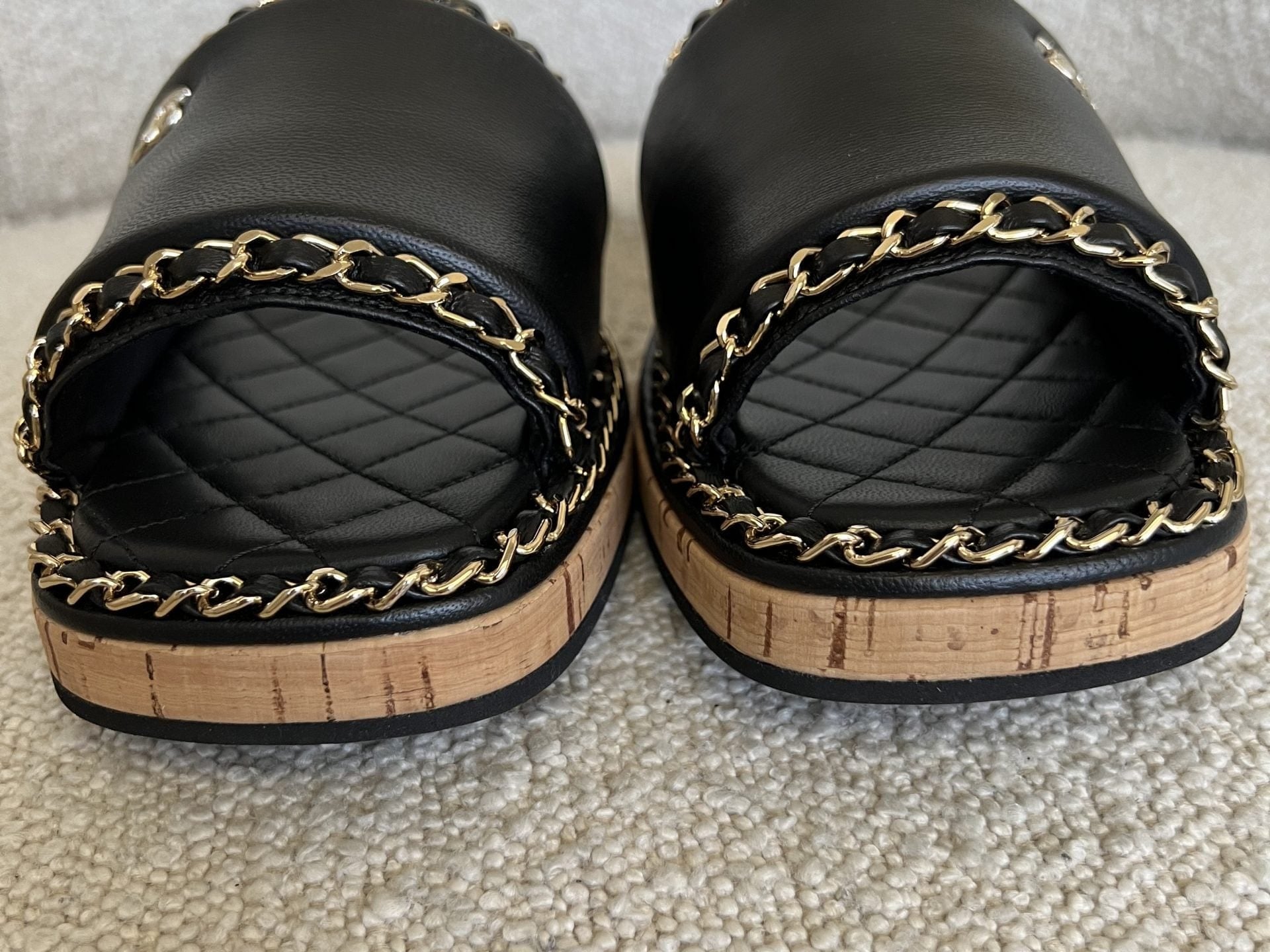 CHANEL Sandals Chanel CC Espadrille Slip On Sandals Black - 39 - Redeluxe