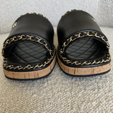 CHANEL Sandals Chanel CC Espadrille Slip On Sandals Black - 39 - Redeluxe