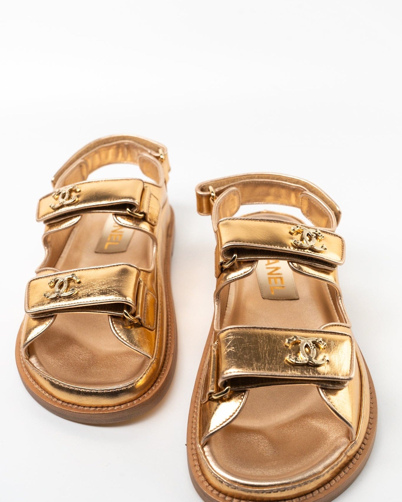 CHANEL Sandals Chanel Dad Sandals - Metallic Gold - Redeluxe