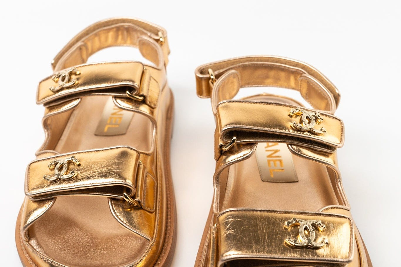 CHANEL Sandals Chanel Dad Sandals - Metallic Gold - Redeluxe