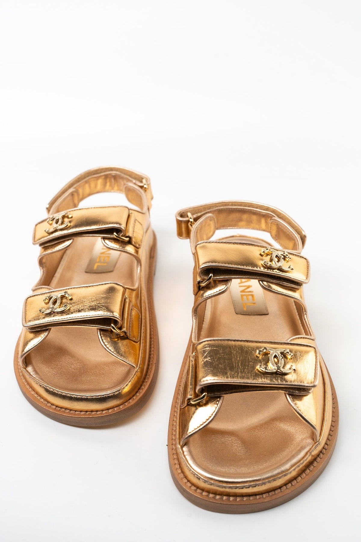 CHANEL Sandals Chanel Dad Sandals - Metallic Gold - Redeluxe