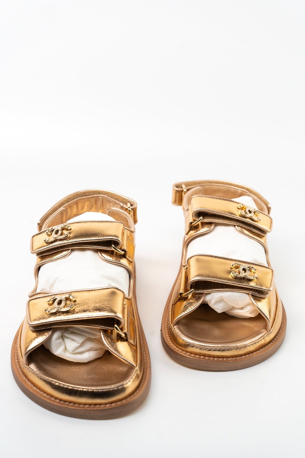 CHANEL Sandals Chanel Dad Sandals - Metallic Gold - Redeluxe
