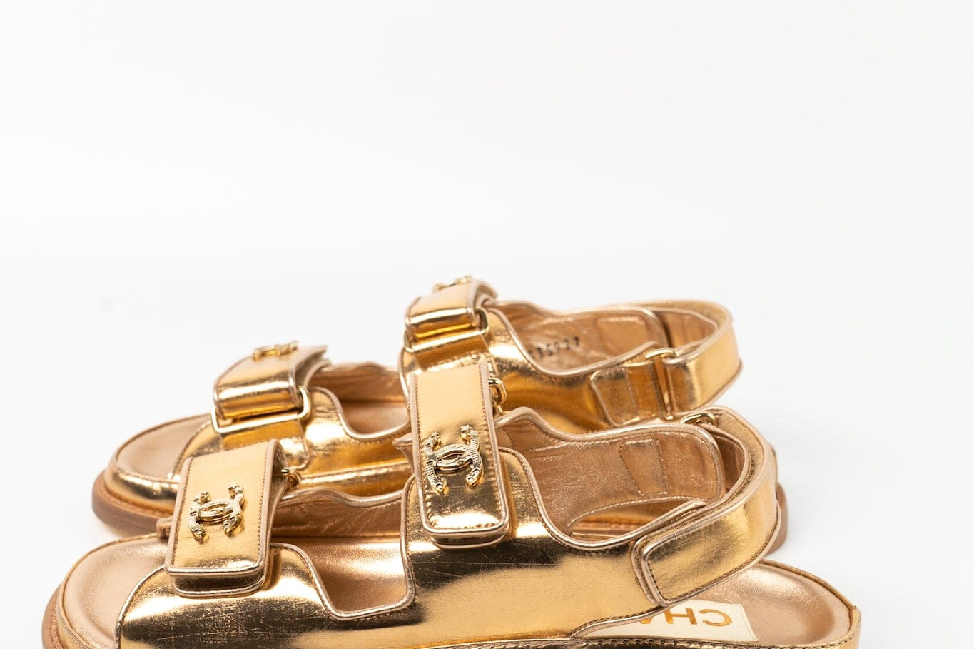 CHANEL Sandals Chanel Dad Sandals - Metallic Gold - Redeluxe