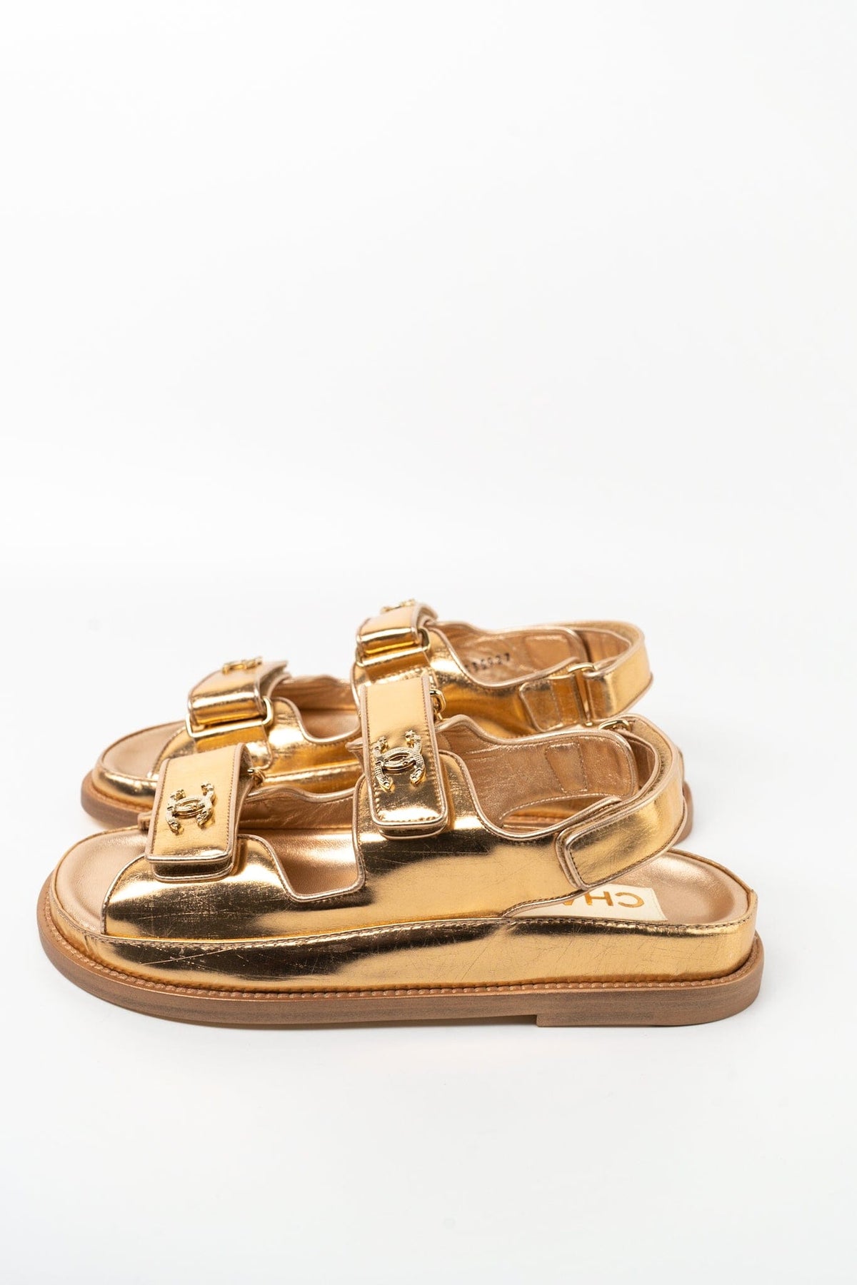 CHANEL Sandals Chanel Dad Sandals - Metallic Gold - Redeluxe