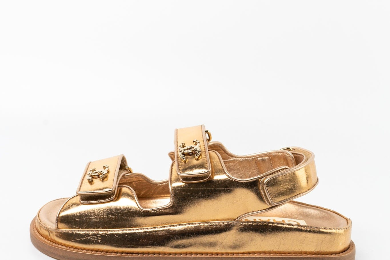 CHANEL Sandals Chanel Dad Sandals - Metallic Gold - Redeluxe