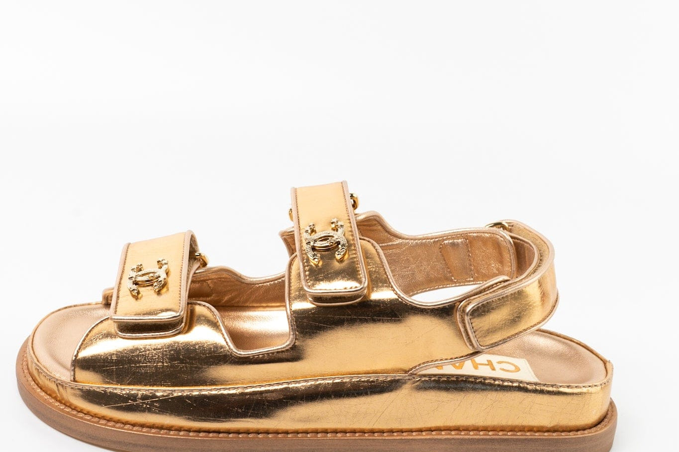 CHANEL Sandals Chanel Dad Sandals - Metallic Gold - Redeluxe