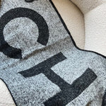 CHANEL Scarf Grey Chanel CC Cashmere Grey/Black Scarf - Redeluxe