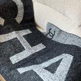 CHANEL Scarf Grey Chanel CC Cashmere Grey/Black Scarf - Redeluxe