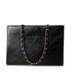CHANEL Tote 20A Large Black Leather Shopping Tote Antique Gold Hardware - Redeluxe