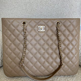 CHANEL Tote 22A Dark Beige Caviar Quilted Shopping tote Large LGHW - Redeluxe