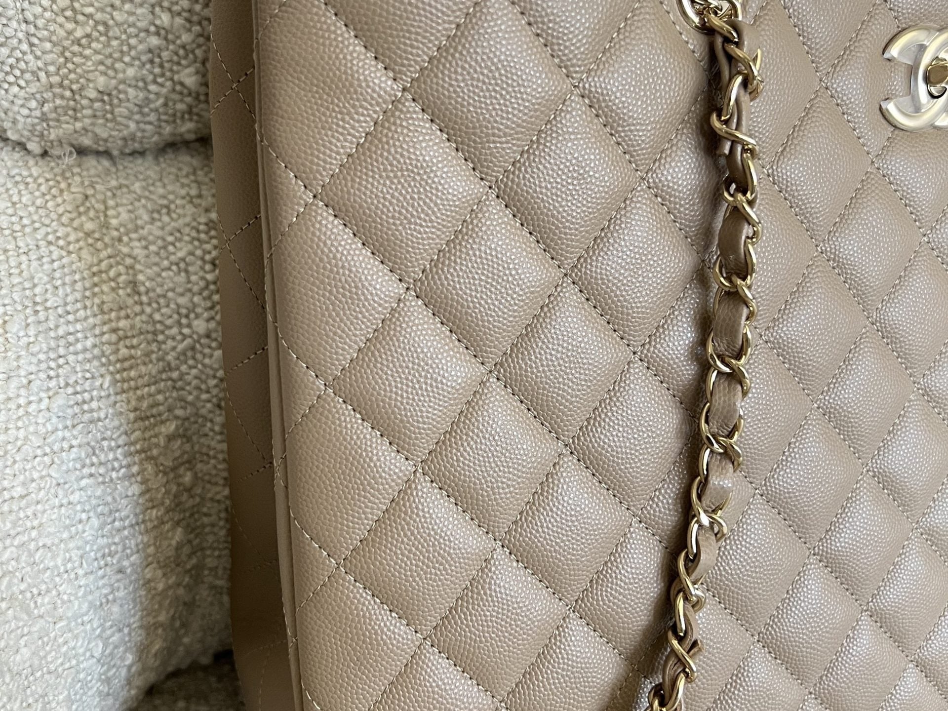 CHANEL Tote 22A Dark Beige Caviar Quilted Shopping tote Large LGHW - Redeluxe