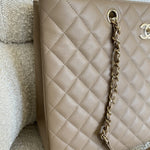 CHANEL Tote 22A Dark Beige Caviar Quilted Shopping tote Large LGHW - Redeluxe