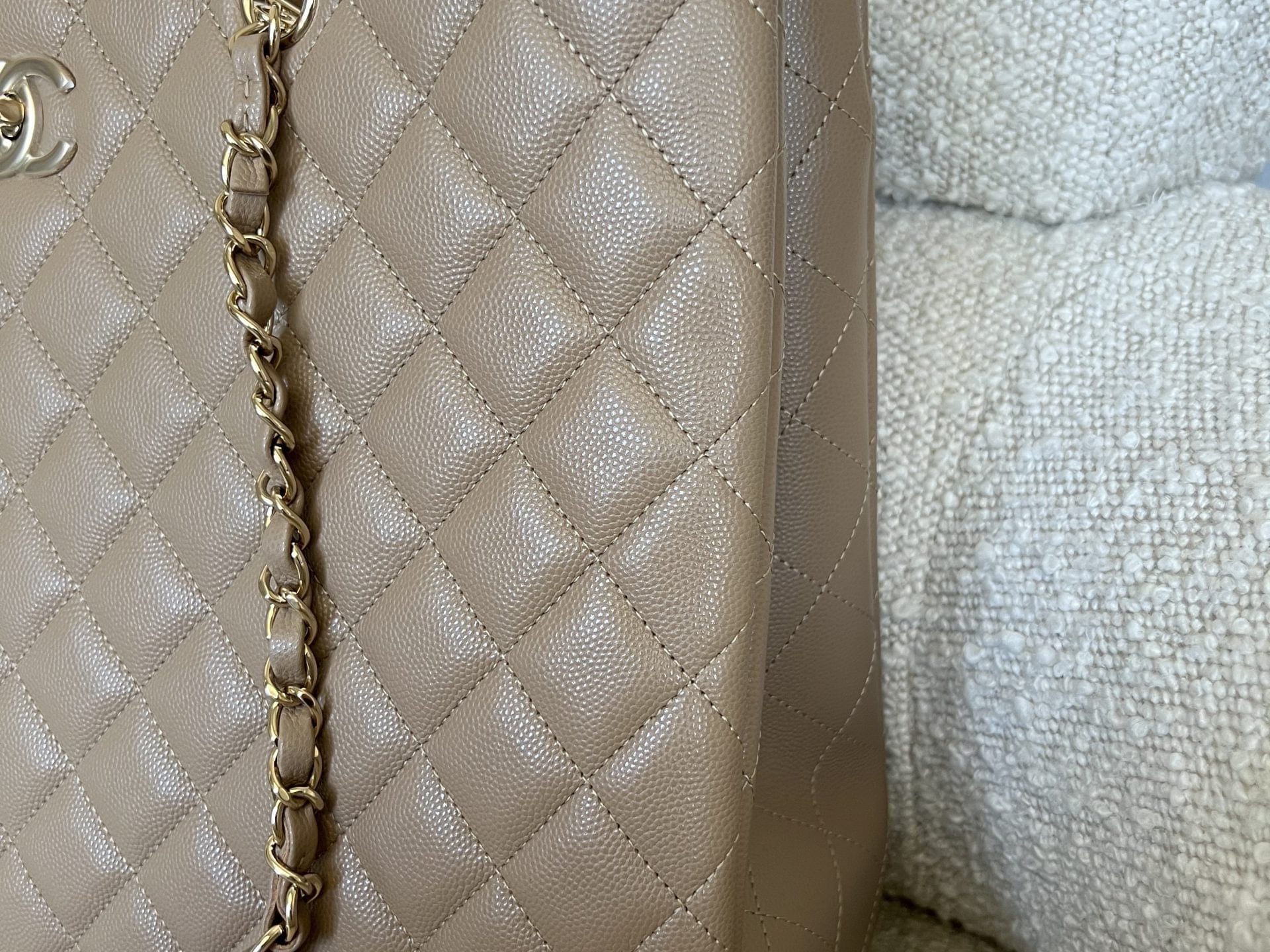 CHANEL Tote 22A Dark Beige Caviar Quilted Shopping tote Large LGHW - Redeluxe