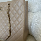 CHANEL Tote 22A Dark Beige Caviar Quilted Shopping tote Large LGHW - Redeluxe