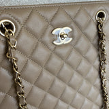 CHANEL Tote 22A Dark Beige Caviar Quilted Shopping tote Large LGHW - Redeluxe