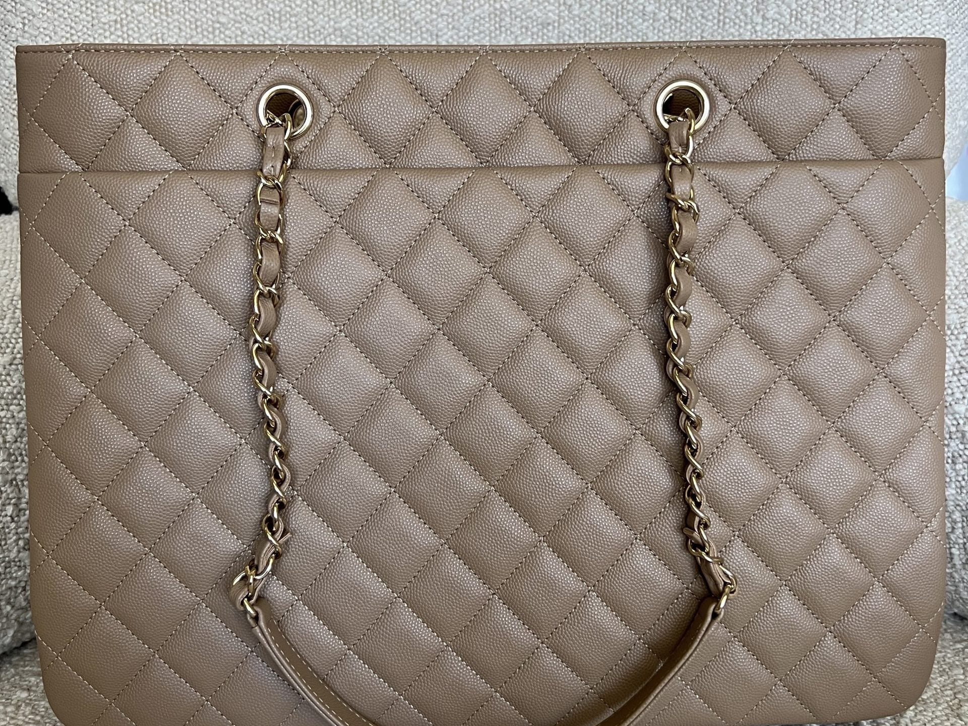 CHANEL Tote 22A Dark Beige Caviar Quilted Shopping tote Large LGHW - Redeluxe