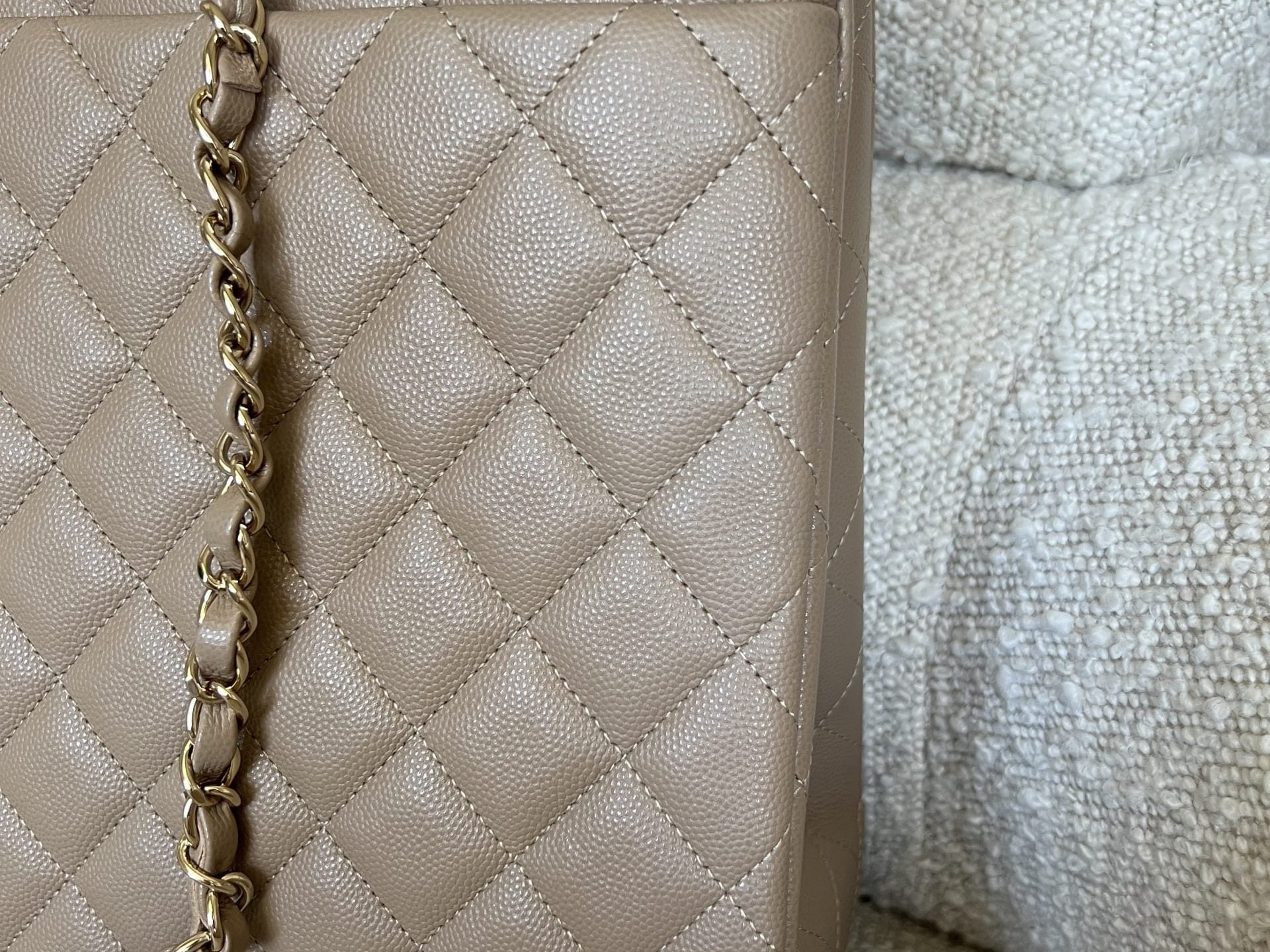 CHANEL Tote 22A Dark Beige Caviar Quilted Shopping tote Large LGHW - Redeluxe