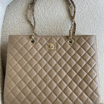 CHANEL Tote 22A Dark Beige Caviar Quilted Shopping tote Large LGHW - Redeluxe