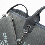 CHANEL Tote 22A Grey Deauville Shopping Tote Small Silver Hardware - Redeluxe