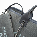 CHANEL Tote 22A Grey Deauville Shopping Tote Small Silver Hardware - Redeluxe