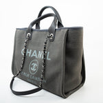 CHANEL Tote 22A Grey Deauville Shopping Tote Small Silver Hardware - Redeluxe