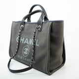 CHANEL Tote 22A Grey Deauville Shopping Tote Small Silver Hardware - Redeluxe