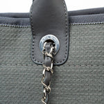 CHANEL Tote 22A Grey Deauville Shopping Tote Small Silver Hardware - Redeluxe