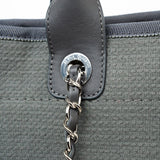 CHANEL Tote 22A Grey Deauville Shopping Tote Small Silver Hardware - Redeluxe