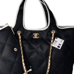 CHANEL Tote 23M Coco Maxi Beach Shopping Tote Black Quilted - Redeluxe