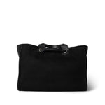 CHANEL Tote Black Black Canvas Pearl Medium Deauville Tote Silver Hardware - Redeluxe