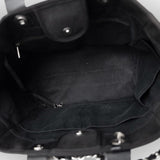 CHANEL Tote Black Black Canvas Pearl Medium Deauville Tote Silver Hardware - Redeluxe