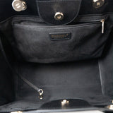 CHANEL Tote Black Caviar Studded Deauville Tote Medium/ Large Light Gold Hardware - Redeluxe