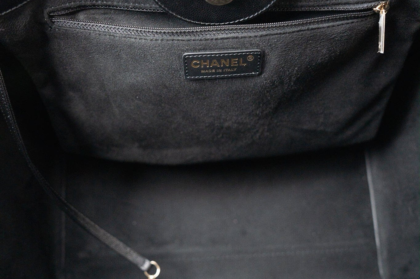 CHANEL Tote Black Caviar Studded Deauville Tote Medium/ Large Light Gold Hardware - Redeluxe