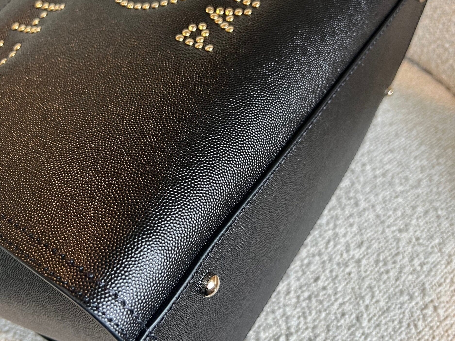 CHANEL Tote Chanel 20P Small/ Medium Deauville Shopping Tote Studded LGHW - Redeluxe